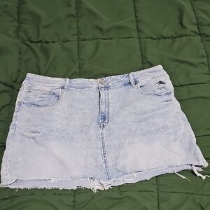 American Eagle Outfitters Light Blue Distressed Denim Mini Skirt